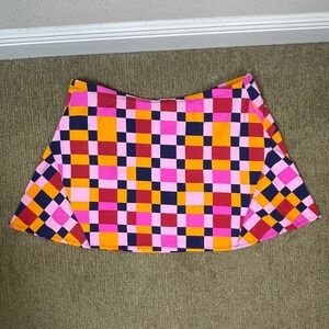 IBKÜL Skort Womens XL Pink Orange Checkered UPF 50+ Pickleball Golf Tennis Sport